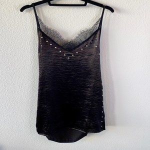 Zara Black Lace Sateen Cami Tank Top
